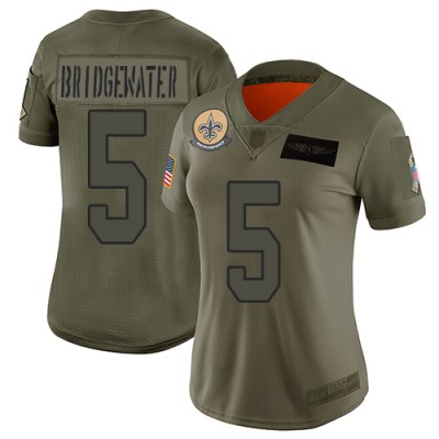 Nike New Orleans Saints #5 Teddy Bridgewater Camo Women's Stitched NFL Limited 2019 Salute to Service Jersey